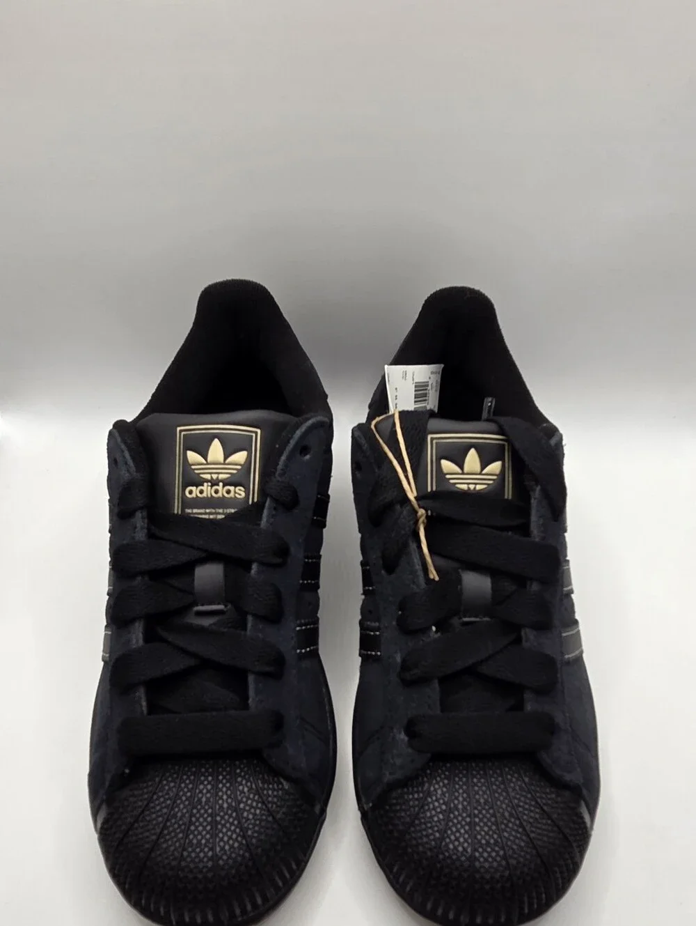 Adidas Youth Superstar Suede Sneakers in Black/khaki Size 4